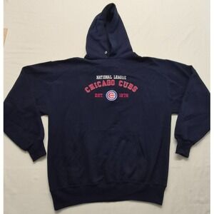 Stitches Chicago Cubs men's‎ navy pullover front pocket hoodie sweatshirt MLB LG